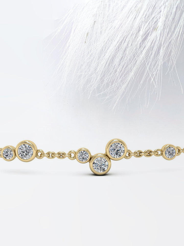 Round Cut Moissanite Diamond Bezel Set Bracelet For Women