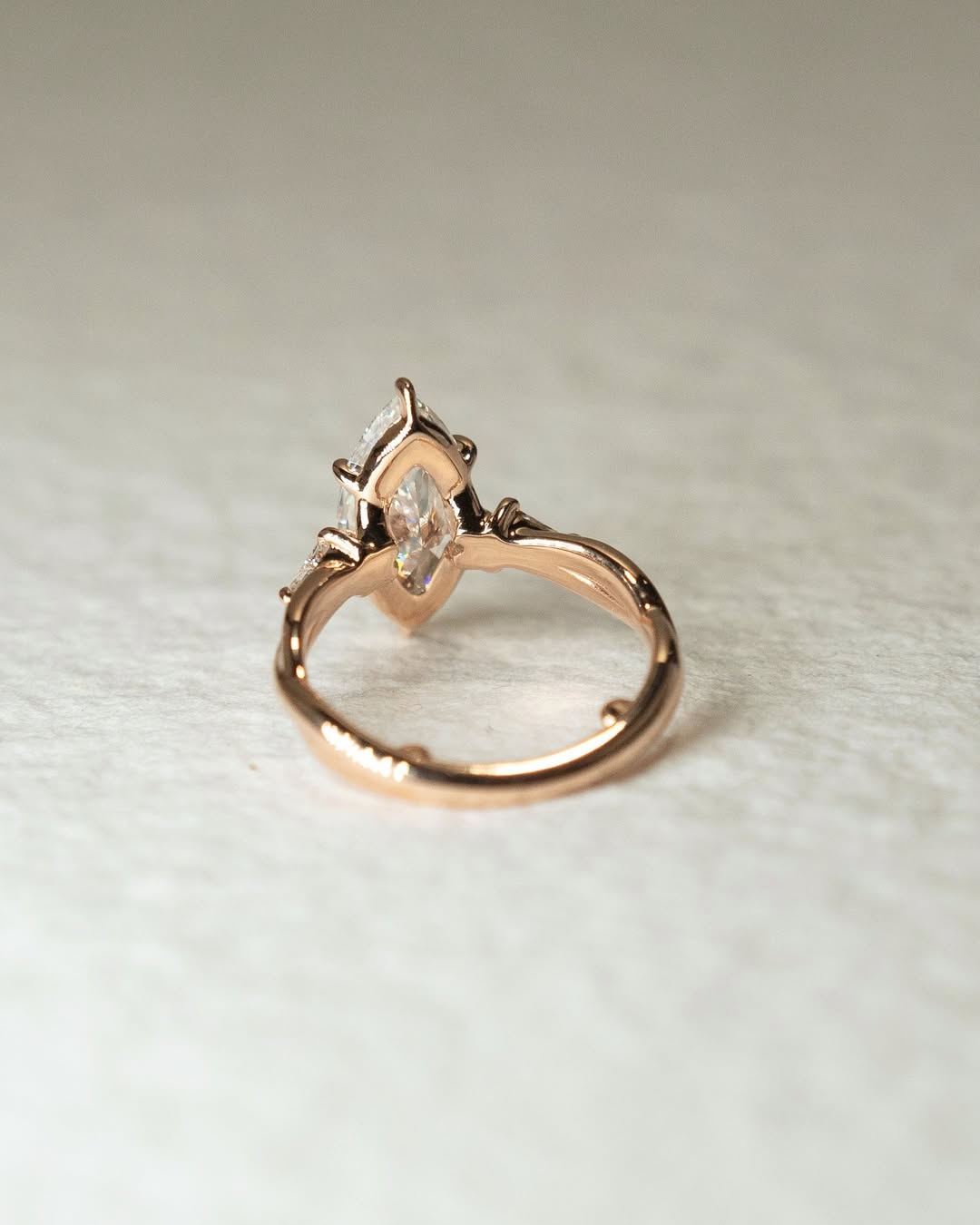 1.0CT -3.0CT Marquise Cut Lab Grown Diamond Three Stone Engagement Ring