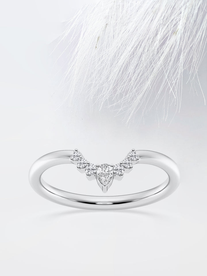 Pear FG-VS2 Lab Grown Diamond Curved Wedding Band