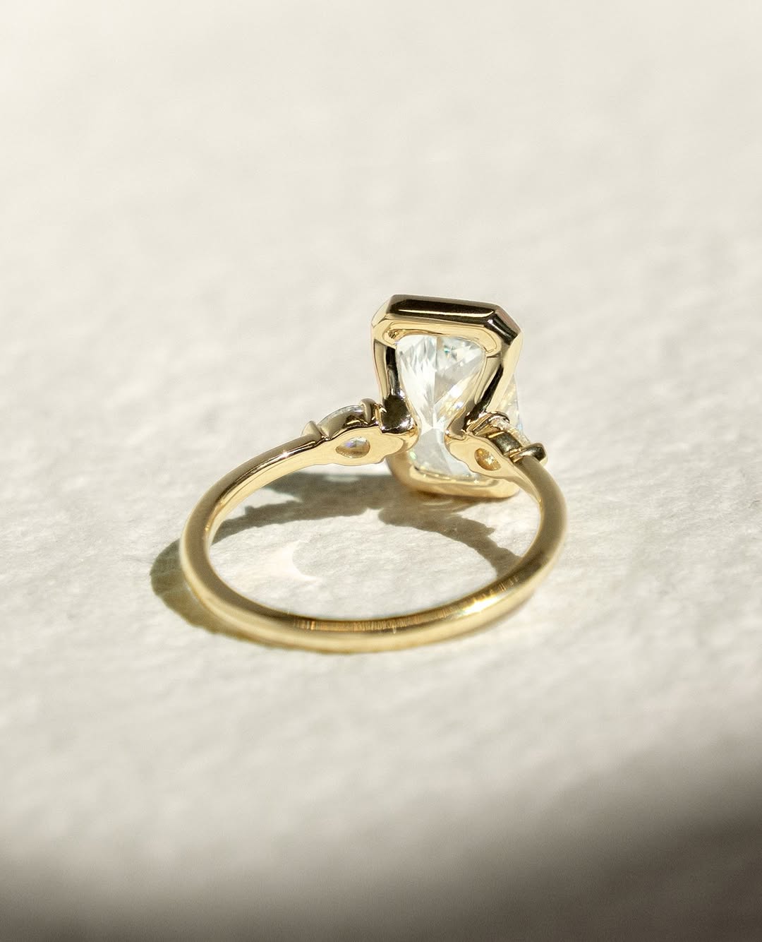 1.0-3.0 CT Radiant Cut Lab Grown Diamond Half Bezel  Engagement Ring