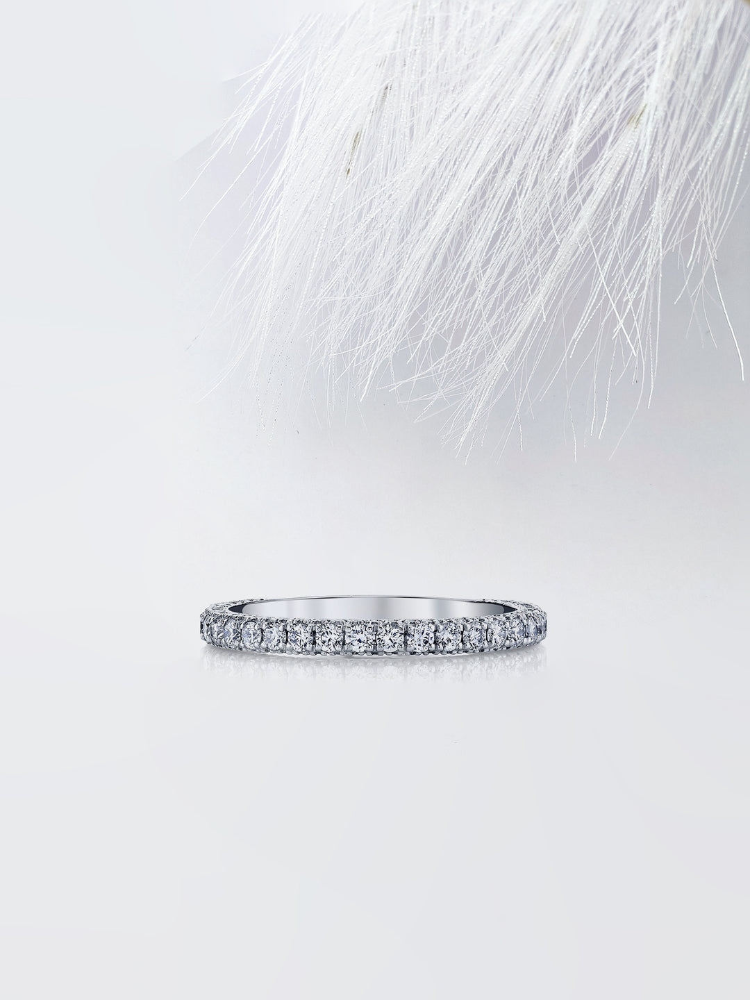 Round FG-VS1 Lab Grown Diamond Three Side Pave Wedding Band