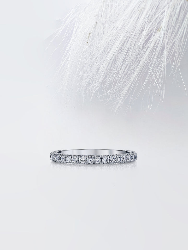 Round FG-VS1 Lab Grown Diamond Three Side Pave Wedding Band
