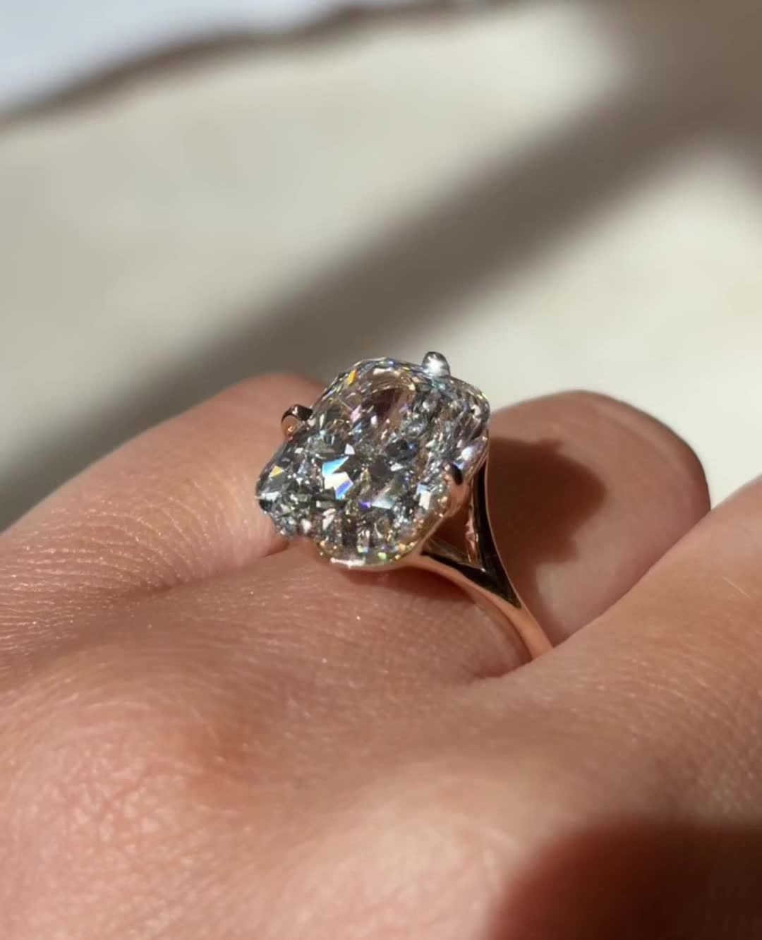 2.0 -6.0 CT Elongated Cushion Cut Lab Grown Diamond Split Shank Engagement Ring