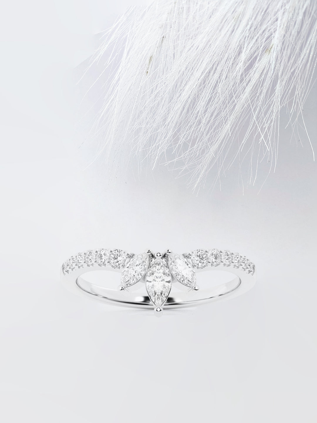 Marquise & Round FG-VS2 Lab Grown Diamond Chevron Wedding Band