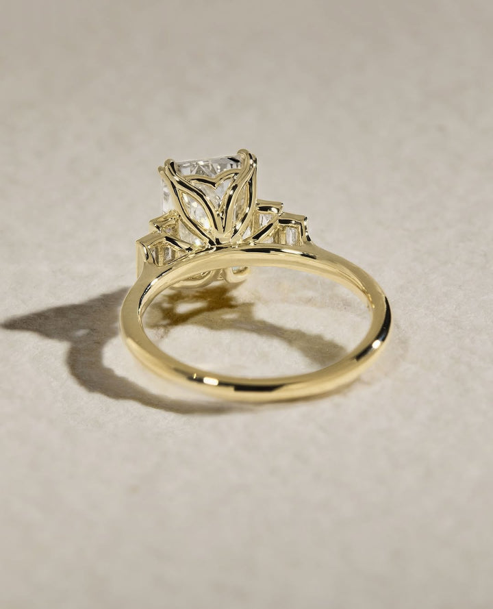 1.50 -3.50 CT Emerald Cut Lab Grown Diamond Five Stone Engagement Ring