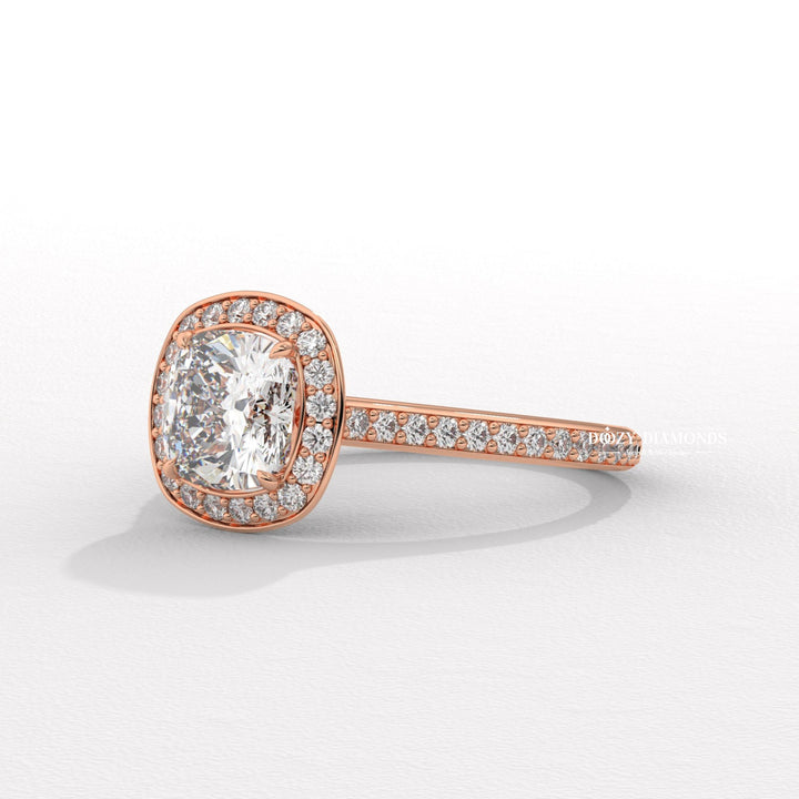 Cushion IGI Certified F/VS Lab Grown Diamond Halo Engagement Ring