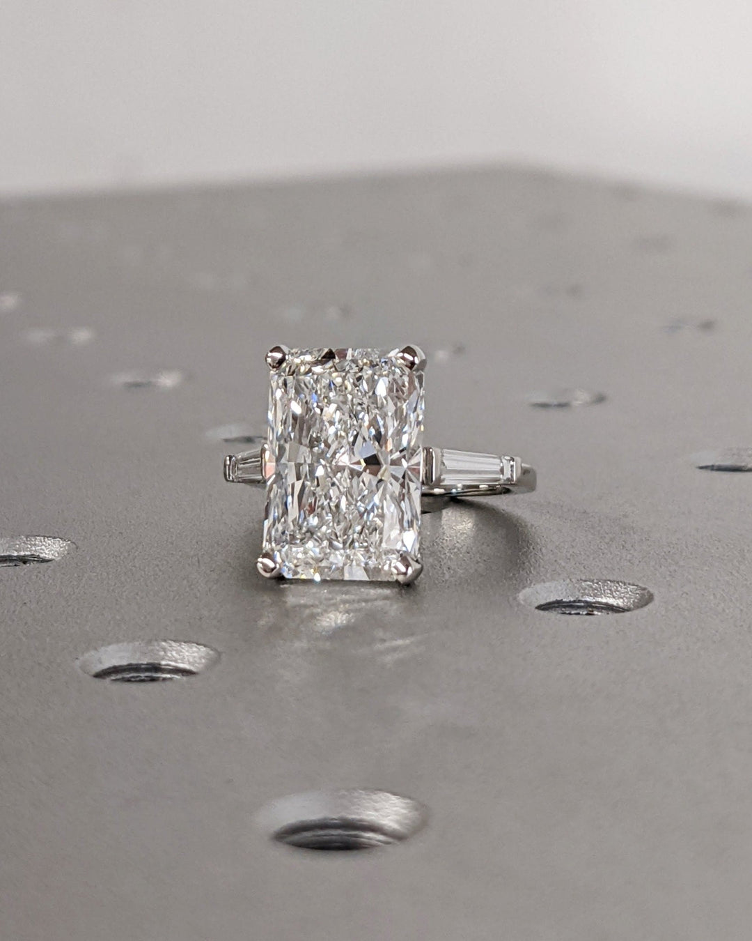 Radiant diamond trilogy ring with brilliant sparkle