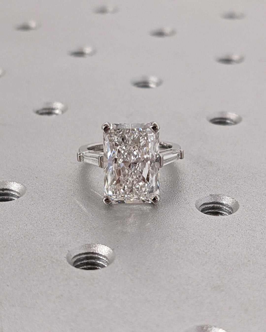 Women's 6CT radiant cut three stone lab grown diamond ring