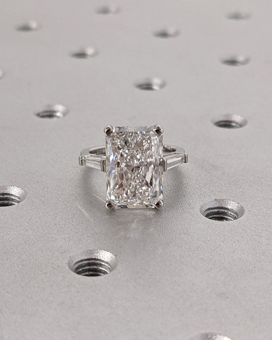 Women's 6CT radiant cut three stone lab grown diamond ring