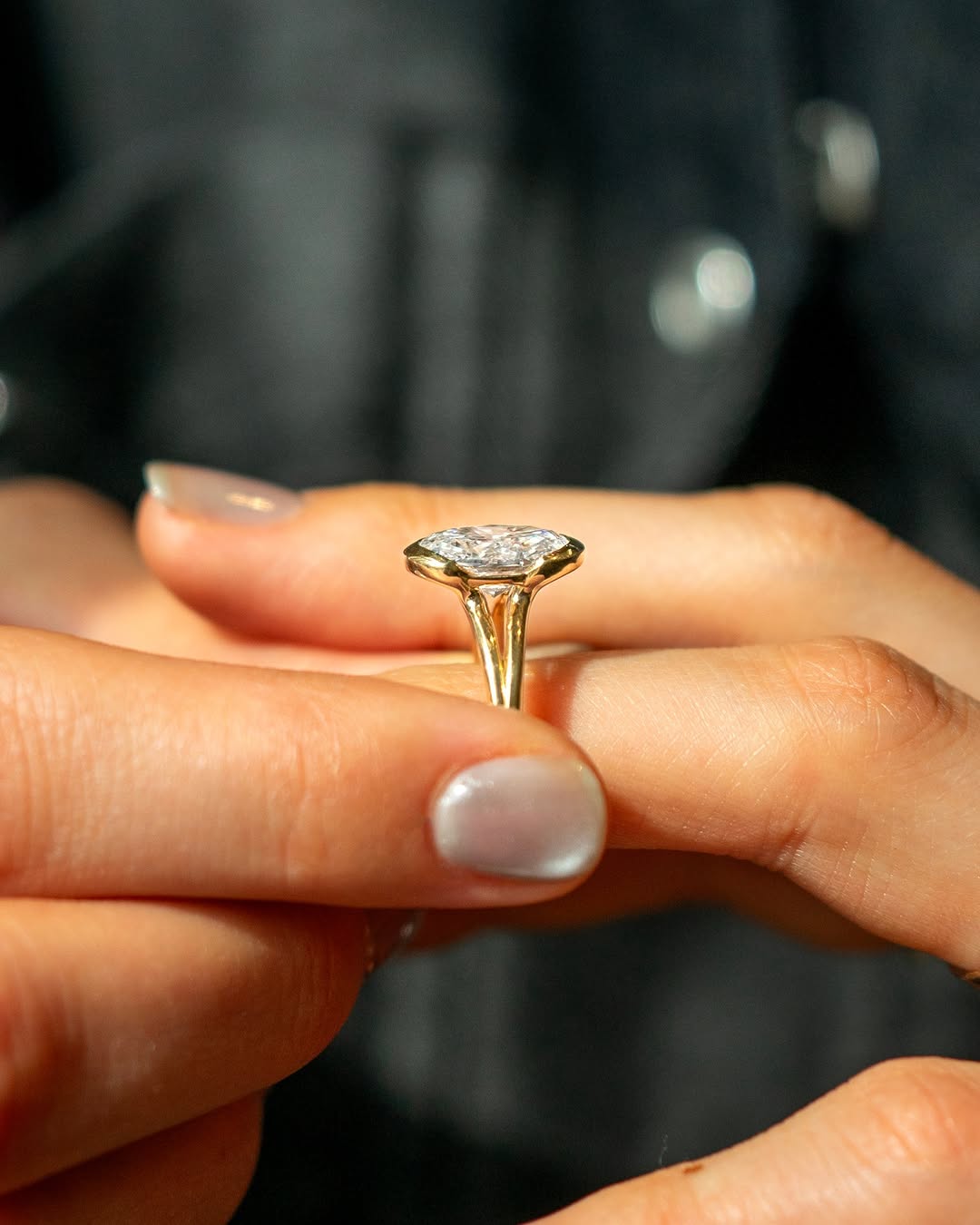 1.50 -2.50 CT Oval Cut Lab Grown Diamond Half Bezel Engagement Ring