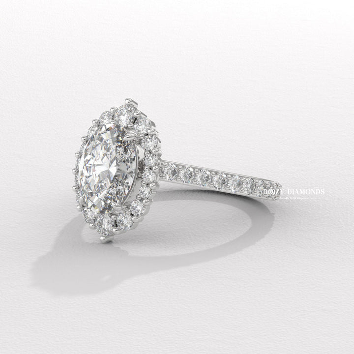 Oval Cut Lab Grown Diamond Halo Engagement Ring for Women