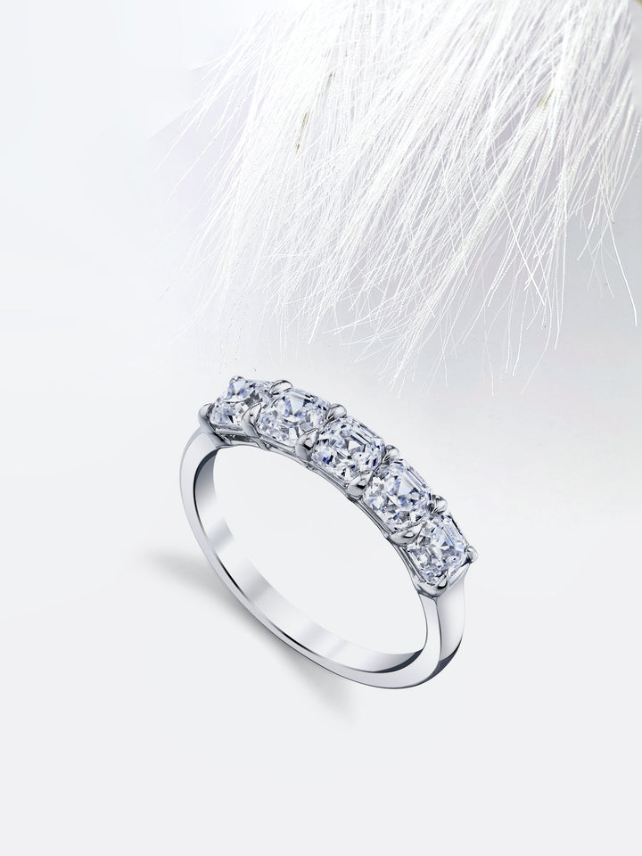 Asscher FG-VS1 Lab Grown Diamond Five Stone Wedding Band