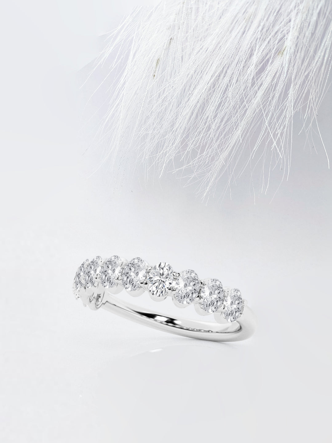 Oval FG-VS2 Lab Grown Diamond Half Eternity Wedding Band