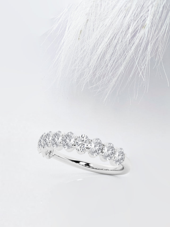 Oval FG-VS2 Lab Grown Diamond Half Eternity Wedding Band