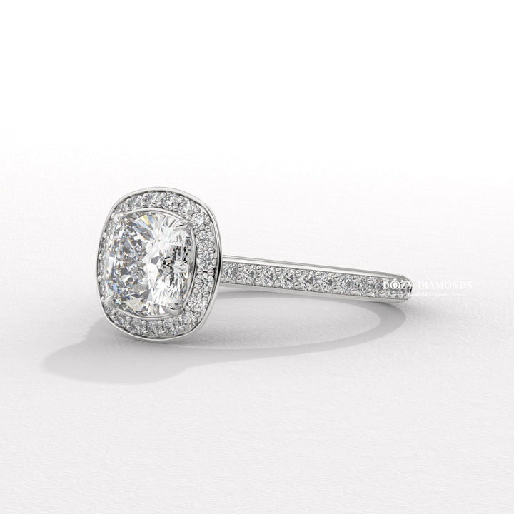 Cushion IGI Certified F/VS Lab Grown Diamond Halo Engagement Ring
