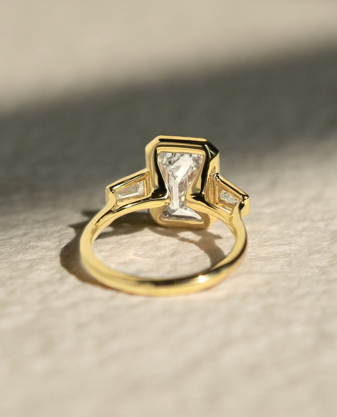 2.0-4.0 CT Emerald Cut Lab Grown Diamond Bezel Engagement Ring