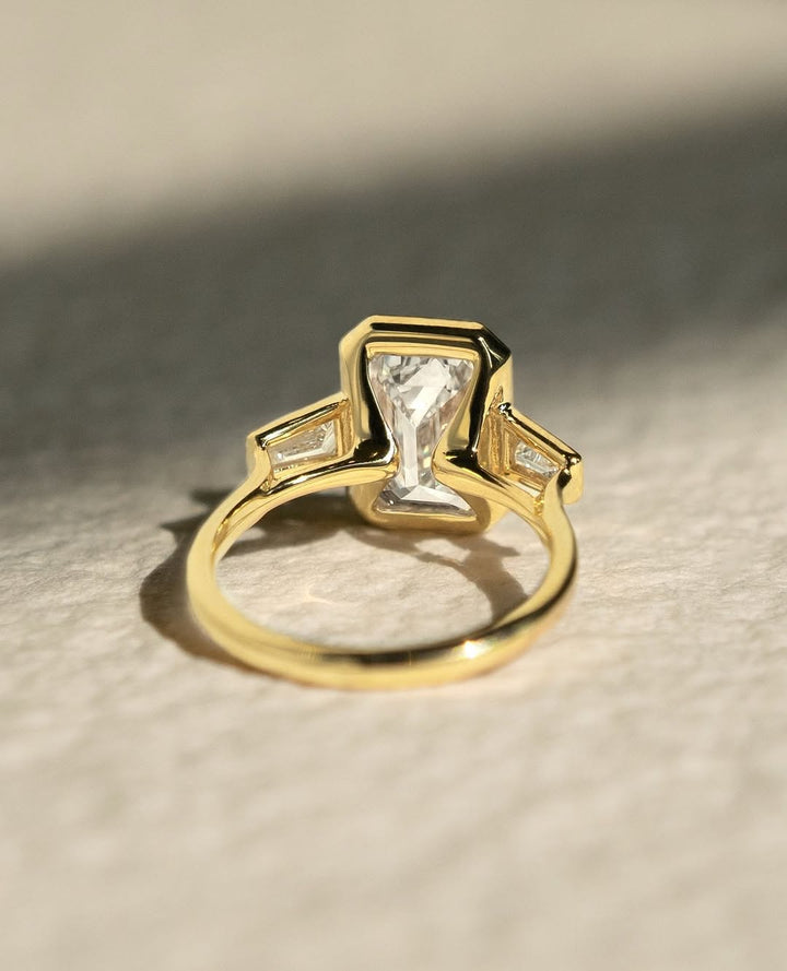 2.0-4.0 CT Emerald Cut Lab Grown Diamond Bezel Engagement Ring