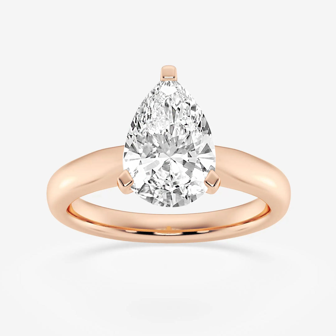 1.0CT Pear Cut Moissanite Solitaire Diamond Engagement Ring