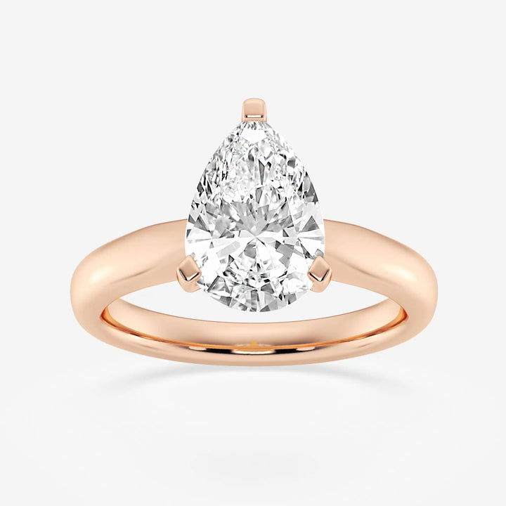 1.0CT Pear Cut Moissanite Solitaire Diamond Engagement Ring