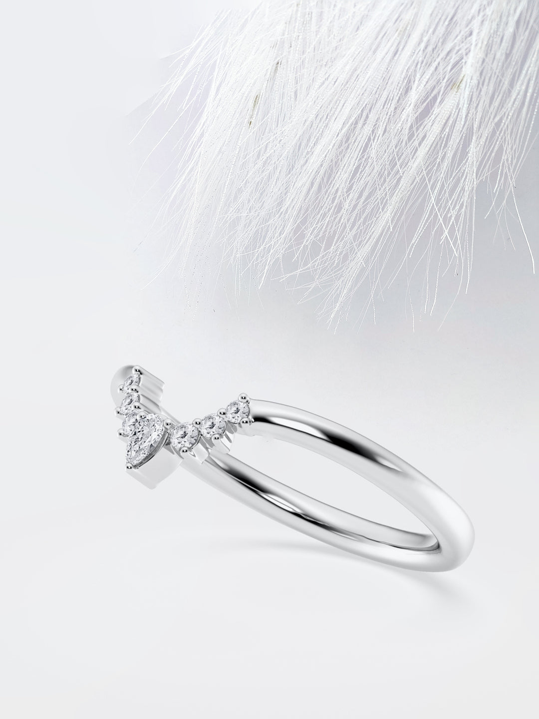 Pear FG-VS2 Lab Grown Diamond Curved Wedding Band