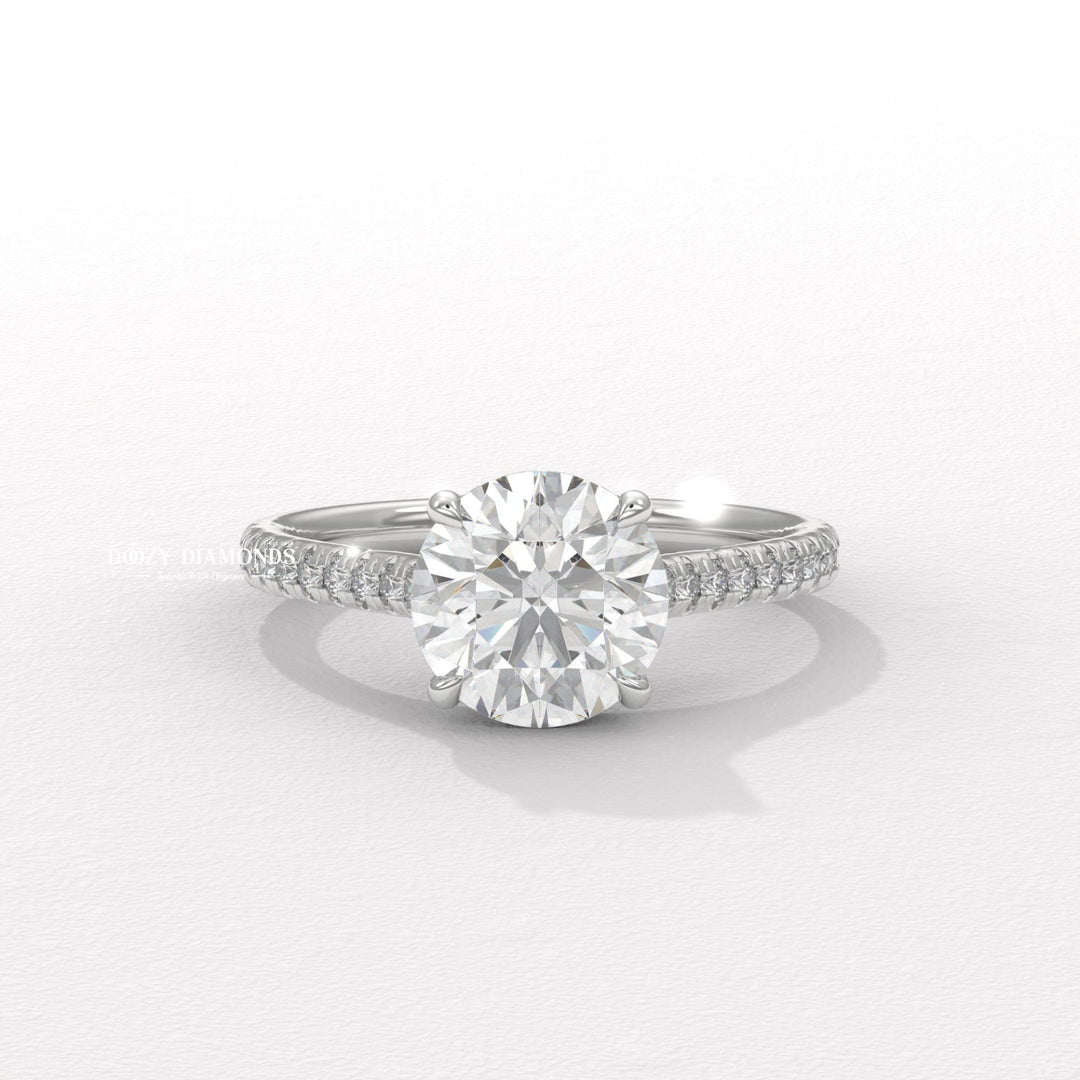 Micro Pave Lab Diamond Ring
9. Classic Pave Engagement Ring
10. Detailed Pave Band Diamond Ring
11. White Gold Pave Lab Ring IGI