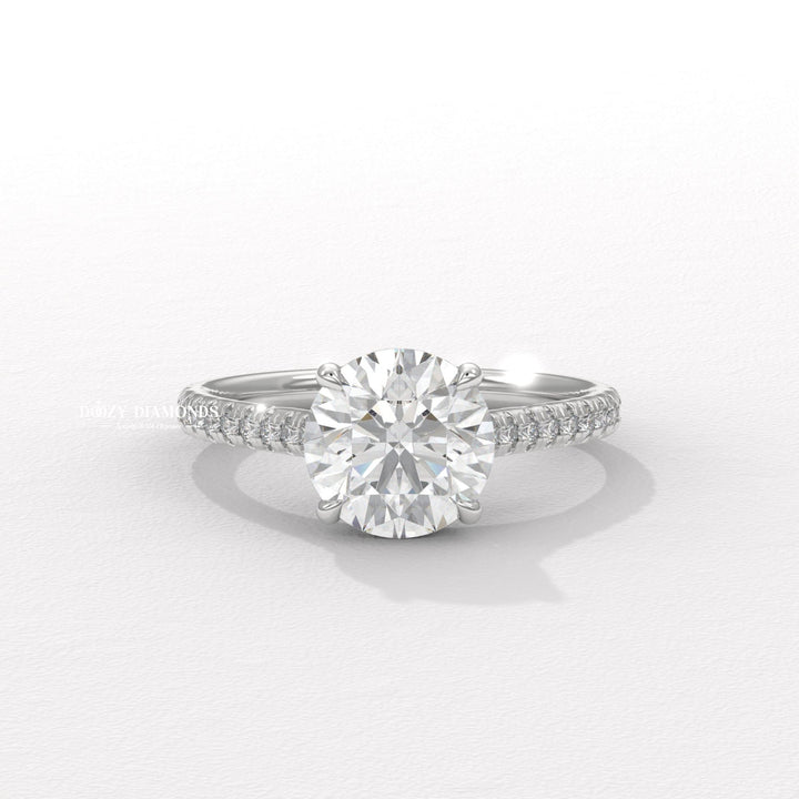 Micro Pave Lab Diamond Ring
9. Classic Pave Engagement Ring
10. Detailed Pave Band Diamond Ring
11. White Gold Pave Lab Ring IGI