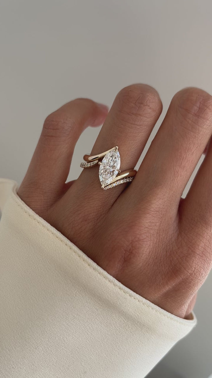 2.0CT Marquise F-VS Lab Grown Unique Wedding Ring with Wrap Pave Band