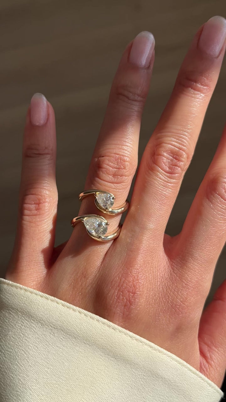 1.0CT-2.0CT Pear Cut Lab Grown Unique Diamond Engagement Ring