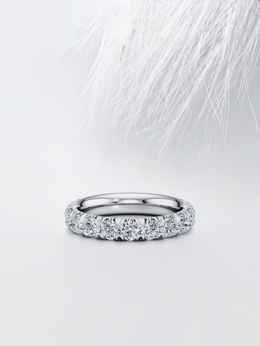 Round FG-VS1 Lab Grown Diamond Half Eternity Wedding Band