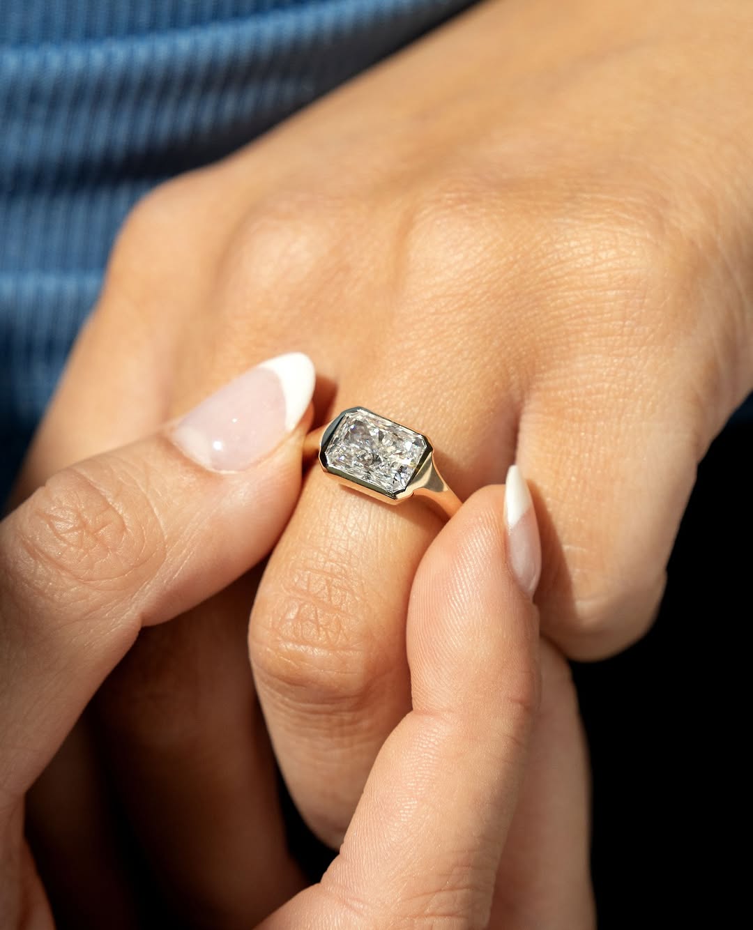 1.0 -3.0 CT Radiant Cut Lab Grown Diamond Bezel Engagement Ring