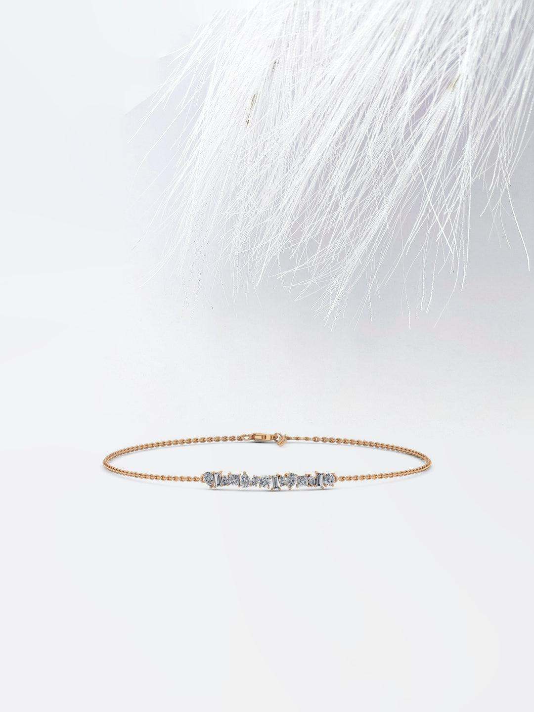 Multi Shape Moissanite Diamond Cluster Bracelet In White Gold