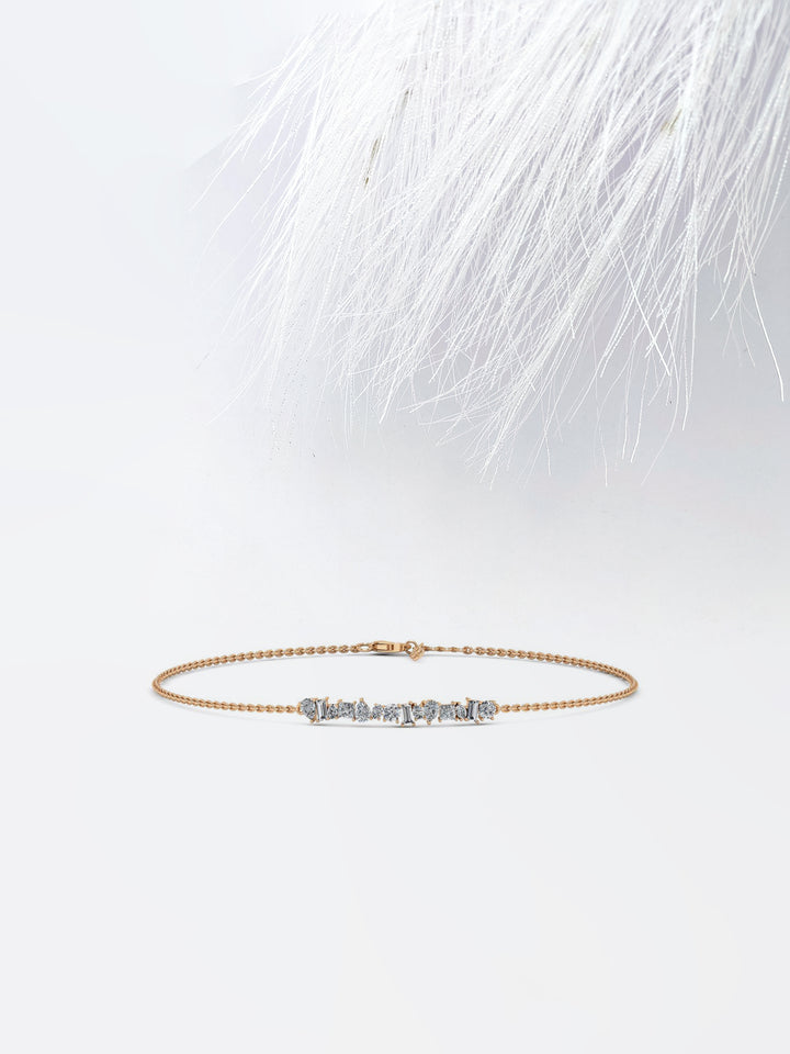 Multi Shape Moissanite Diamond Cluster Bracelet In White Gold