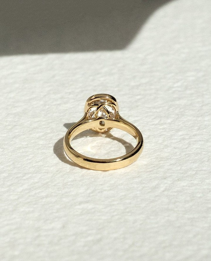 2.0-3.0 CT Cushion Cut Lab Grown Diamond Bezel Engagement Ring