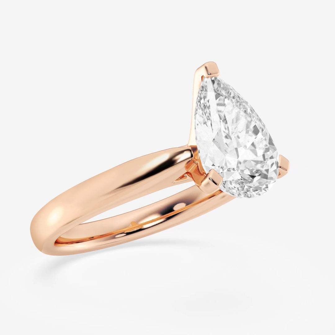 1.0CT Pear Cut Moissanite Solitaire Diamond Engagement Ring