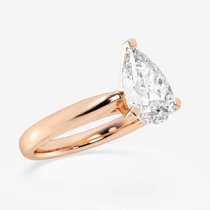 1.0CT Pear Cut Moissanite Solitaire Diamond Engagement Ring