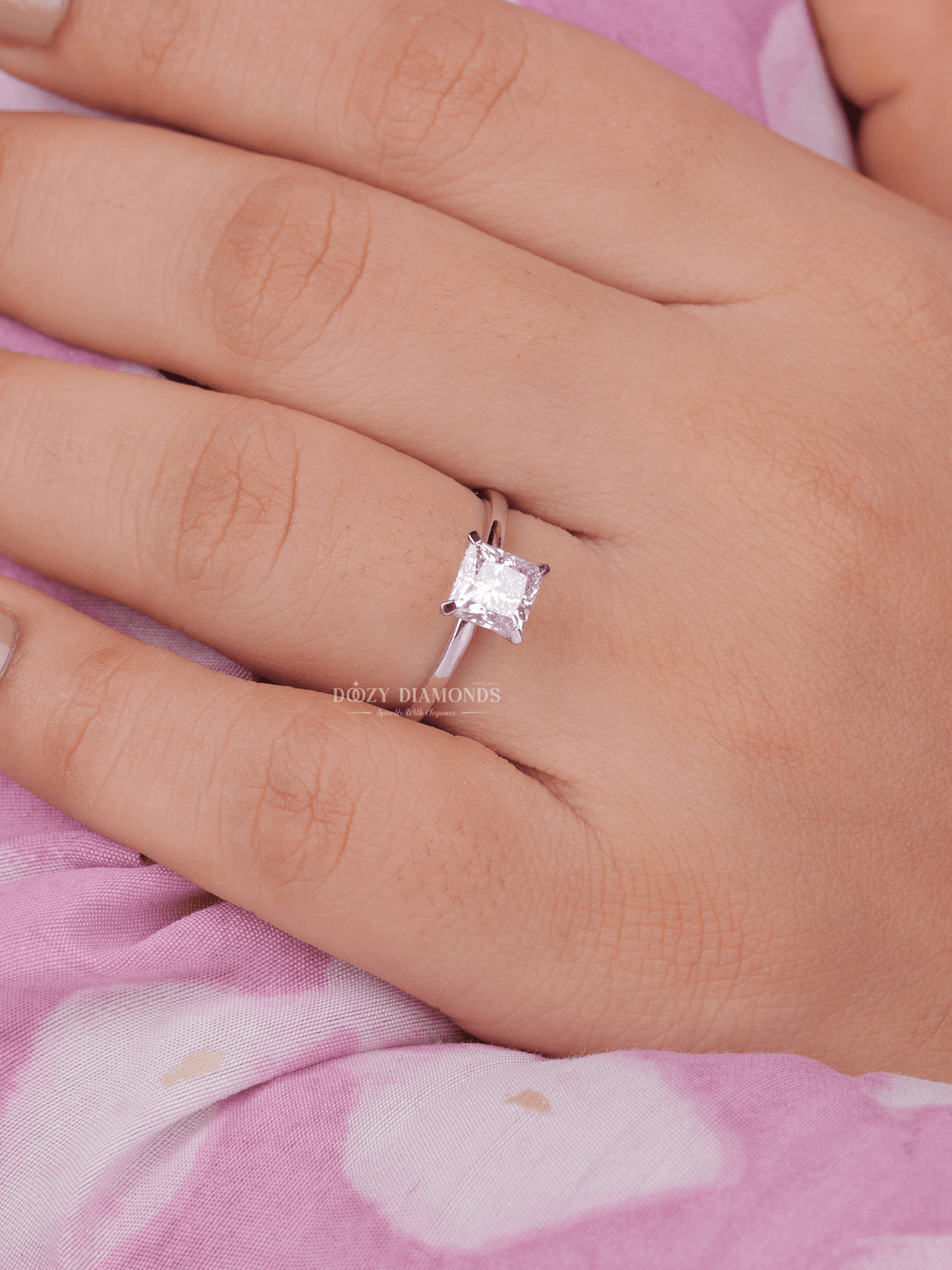0.75ct - 1.0ct Princess Cut Lab Grown Diamond Solitaire Engagement Ring - Doozy Diamonds