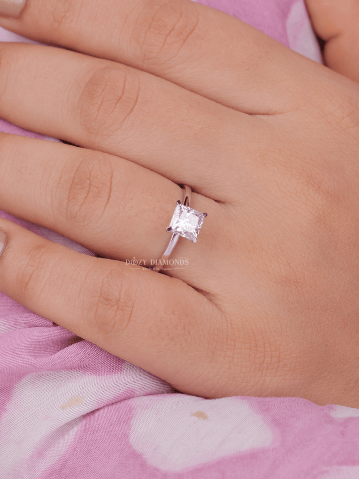 0.75ct - 1.0ct Princess Cut Lab Grown Diamond Solitaire Engagement Ring - Doozy Diamonds