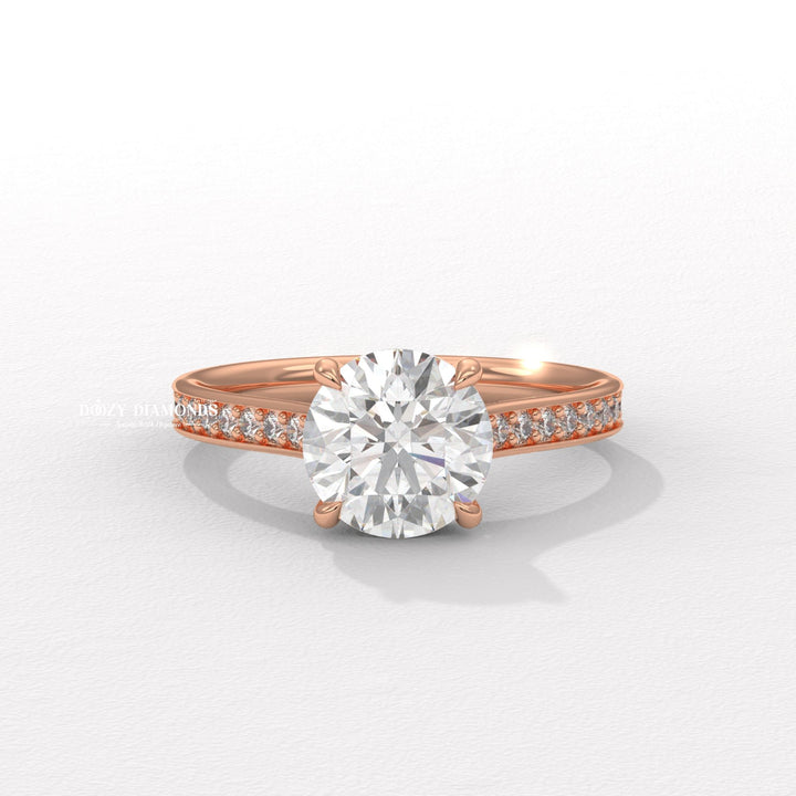 9. French Pave Diamond Ring
10. Detailed Pave Setting Engagement Ring
11. Halo Pave Yellow Gold Ring