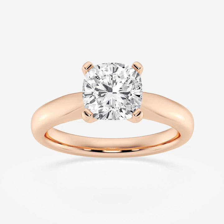 1.0CT Cushion Cut Moissanite Diamond Cathedral Solitaire Engagement Ring