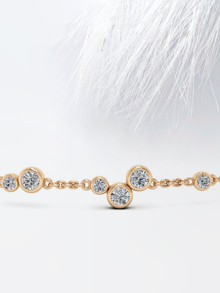 Round Cut Moissanite Diamond Bezel Set Bracelet For Women