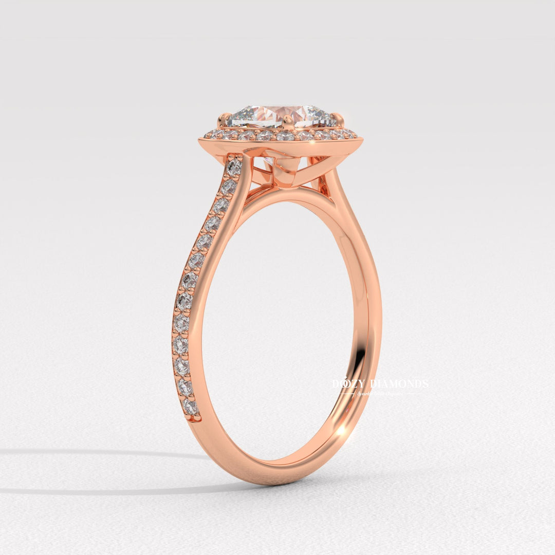 Cushion IGI Certified F/VS Lab Grown Diamond Halo Engagement Ring
