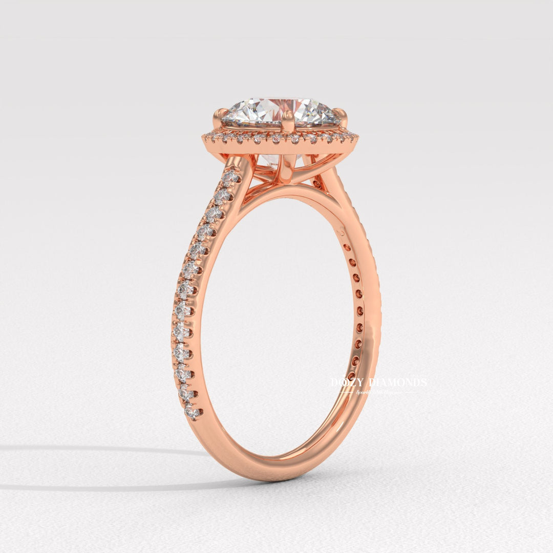 Round exclusive engagement ring, Round engraved engagement ring, Round halo diamond engagement ring, Round solitaire diamond engagement ring, 