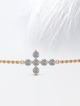 Round Cut Moissanite Diamond Cross Bracelet For Women