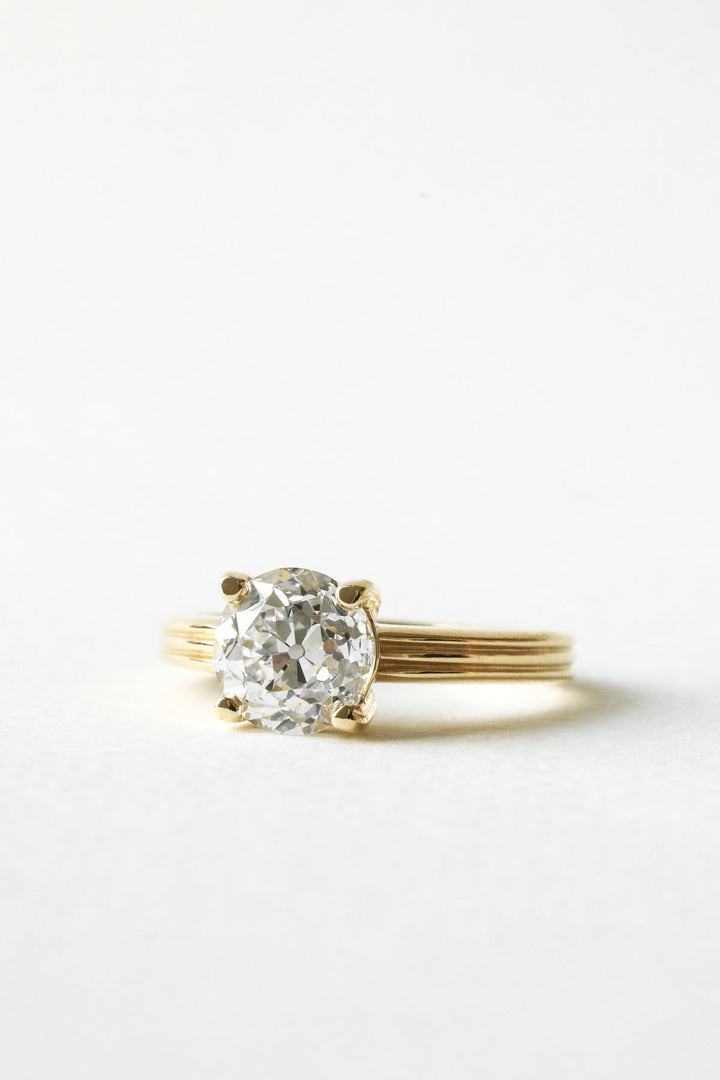 2.06CT Old European Round F-VS Lab Grown Diamond Wedding Ring Set