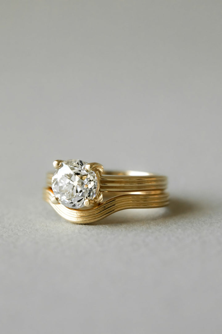 2.06CT Old European Round F-VS Lab Grown Diamond Wedding Ring Set
