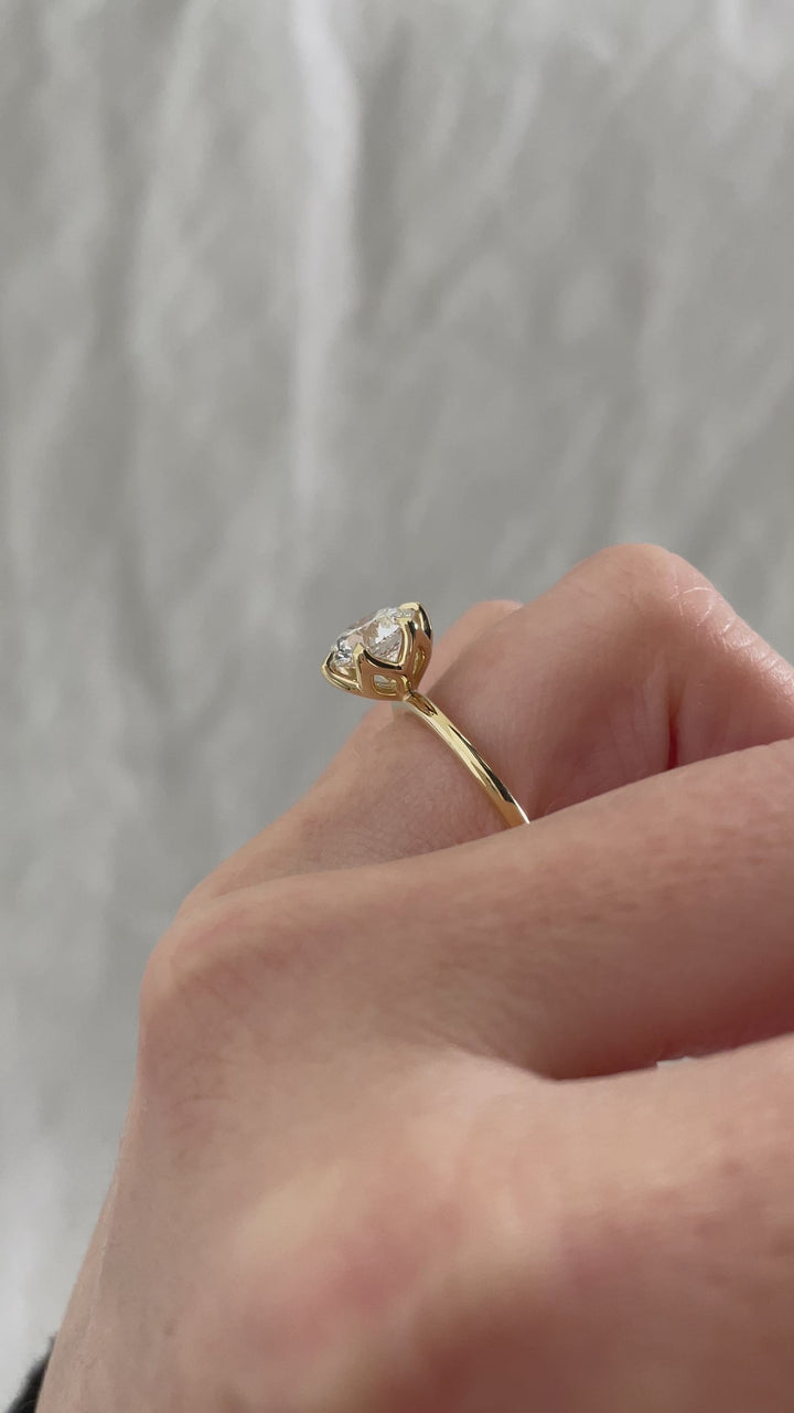 1.64-3.64 CT Round Cut Lab Grown Diamond Solitaire Engagement Ring