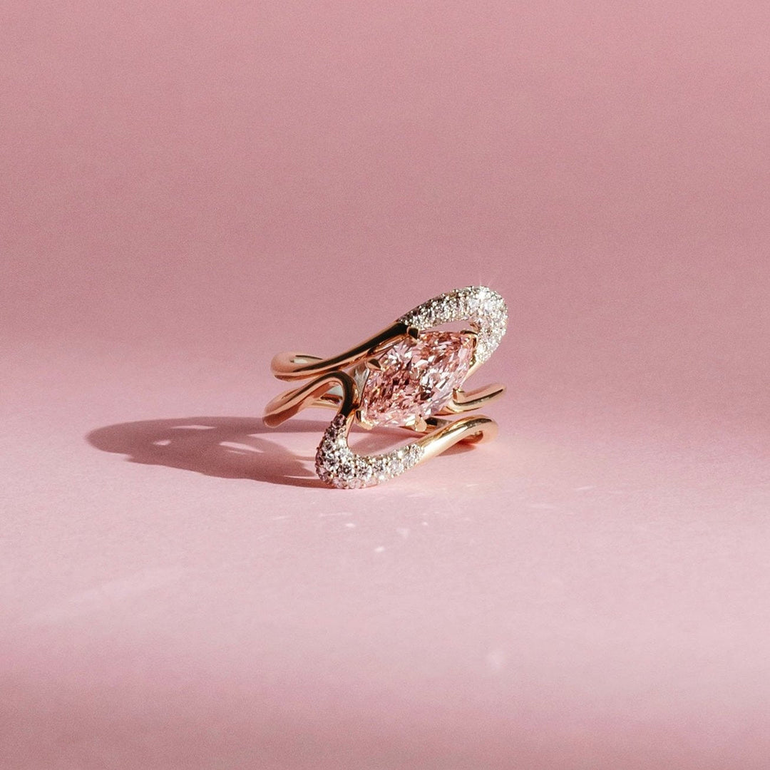 1.50CT-2.50CT Pink Marquise Lab Grown Diamond Unique Engagement Ring