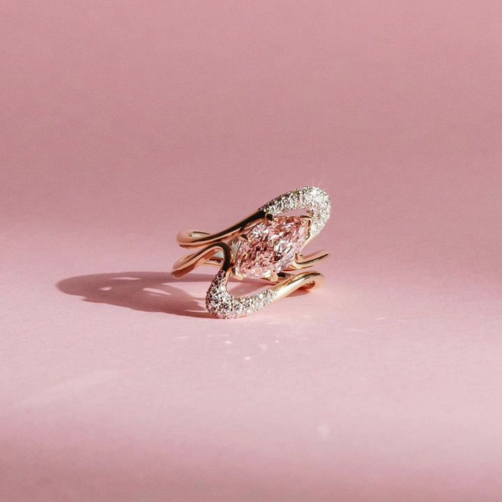 1.50CT-2.50CT Pink Marquise Lab Grown Diamond Unique Engagement Ring