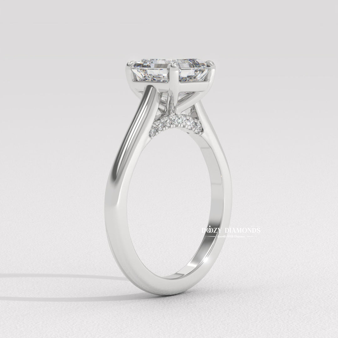Bridge Engagement Ring - Asscher Engagement Ring