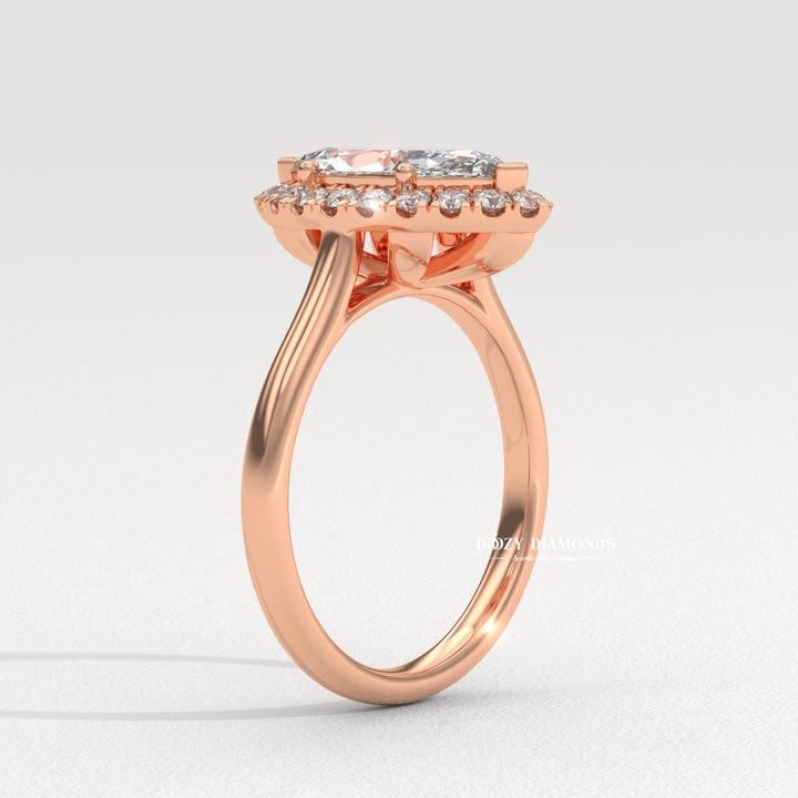 Marquise Cut Lab Grown Diamond Halo Engagement Ring for Women